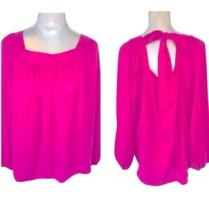 NEW Andree By Unit Sz L Boho Cottagecore Prairie Peasant Pink Cotton Blouse